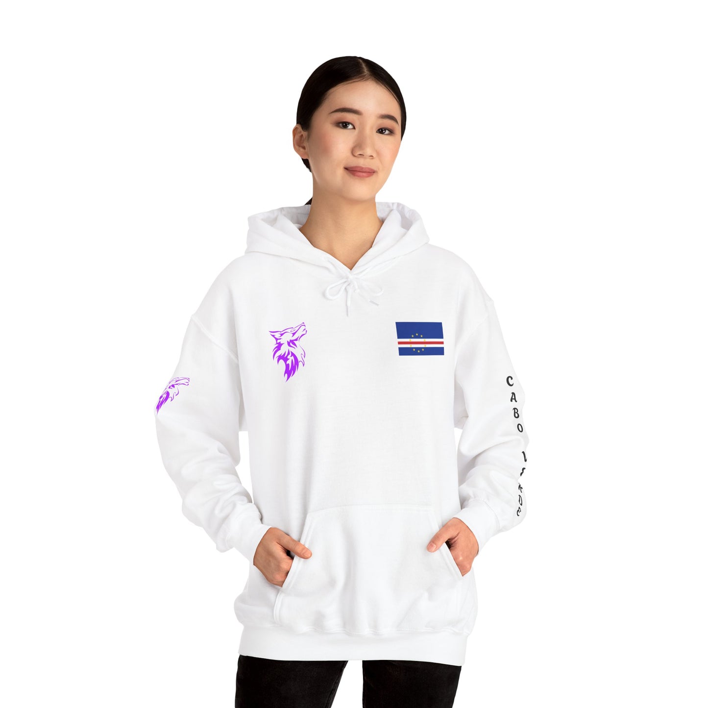 Cabo Verde Wildlife Hoodie - Unisex Heavy Blend™ Sweatshirt with Wolf & Map Designs