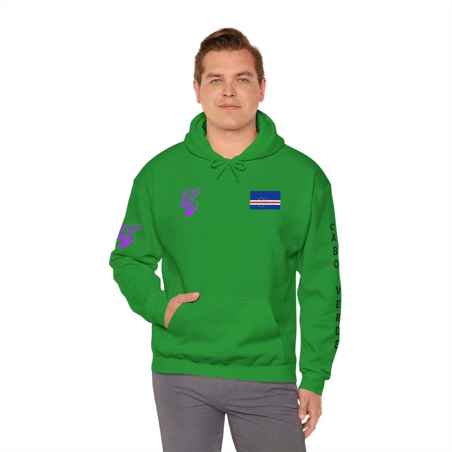 Cabo Verde Wildlife Hoodie - Unisex Heavy Blend™ Sweatshirt with Wolf & Map Designs
