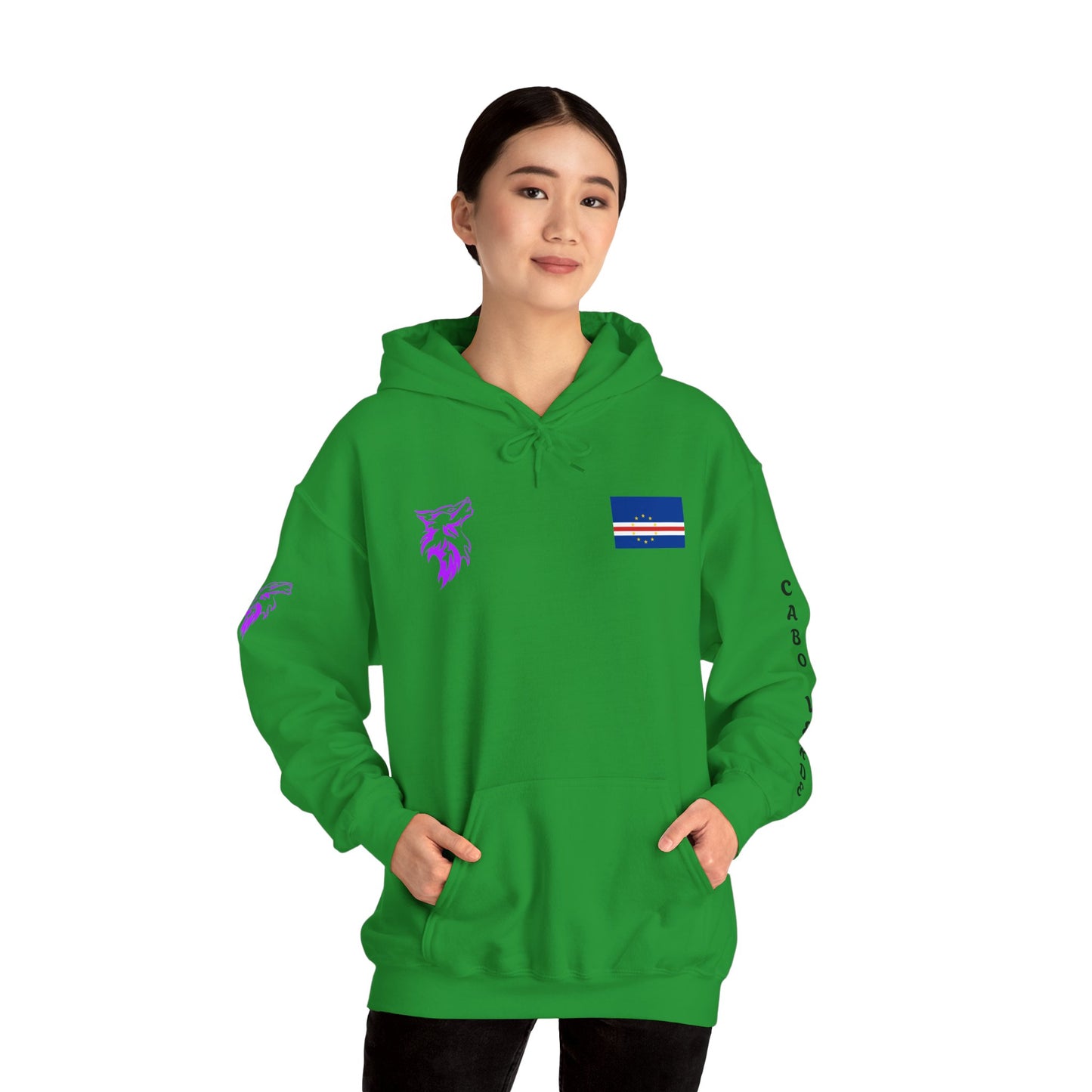 Cabo Verde Wildlife Hoodie - Unisex Heavy Blend™ Sweatshirt with Wolf & Map Designs